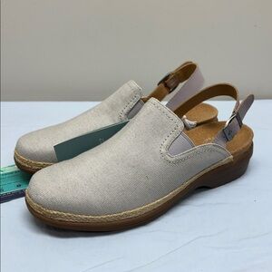 NEW Revitalign Ventura Gray Canvas Clog Slingback Orthotic Comfort Shoes SZ 9B
